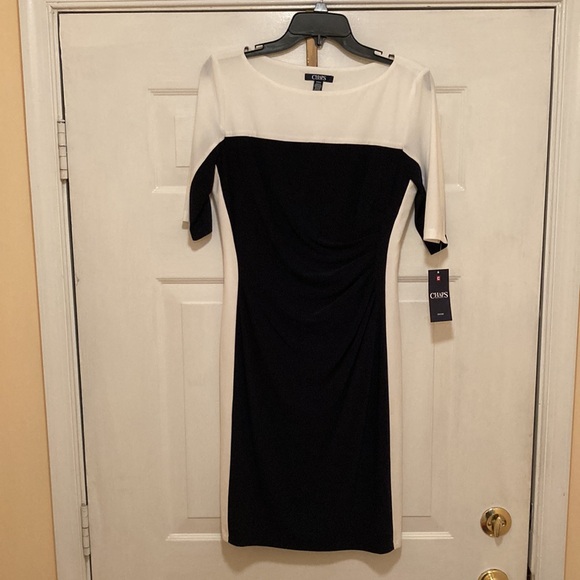 Chaps color block dress, lined, medium, white and black, NWT - Picture 7 of 11